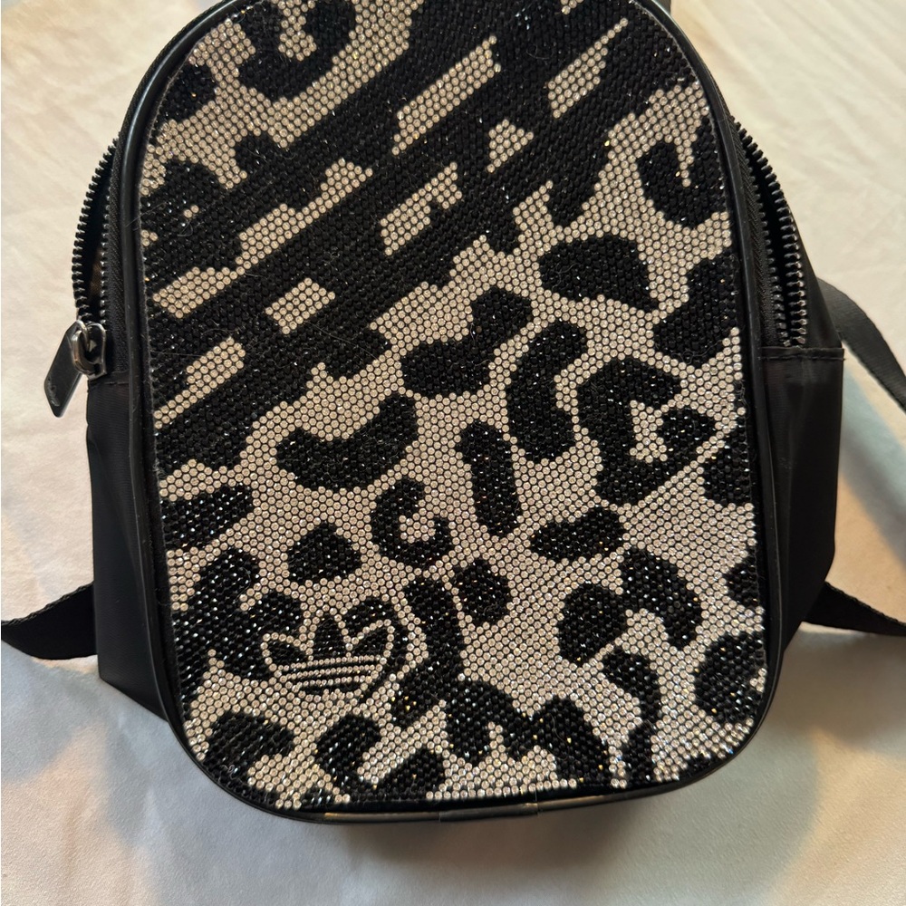 Adidas Y2K Black and Silver Bling Patterned Mini Backpack